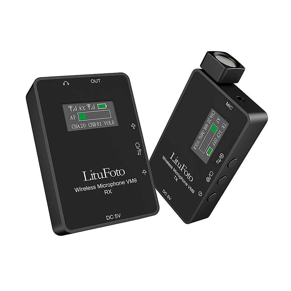 Litufoto VM9 Kit Microfono Wireless Black 3,5mm 2TX