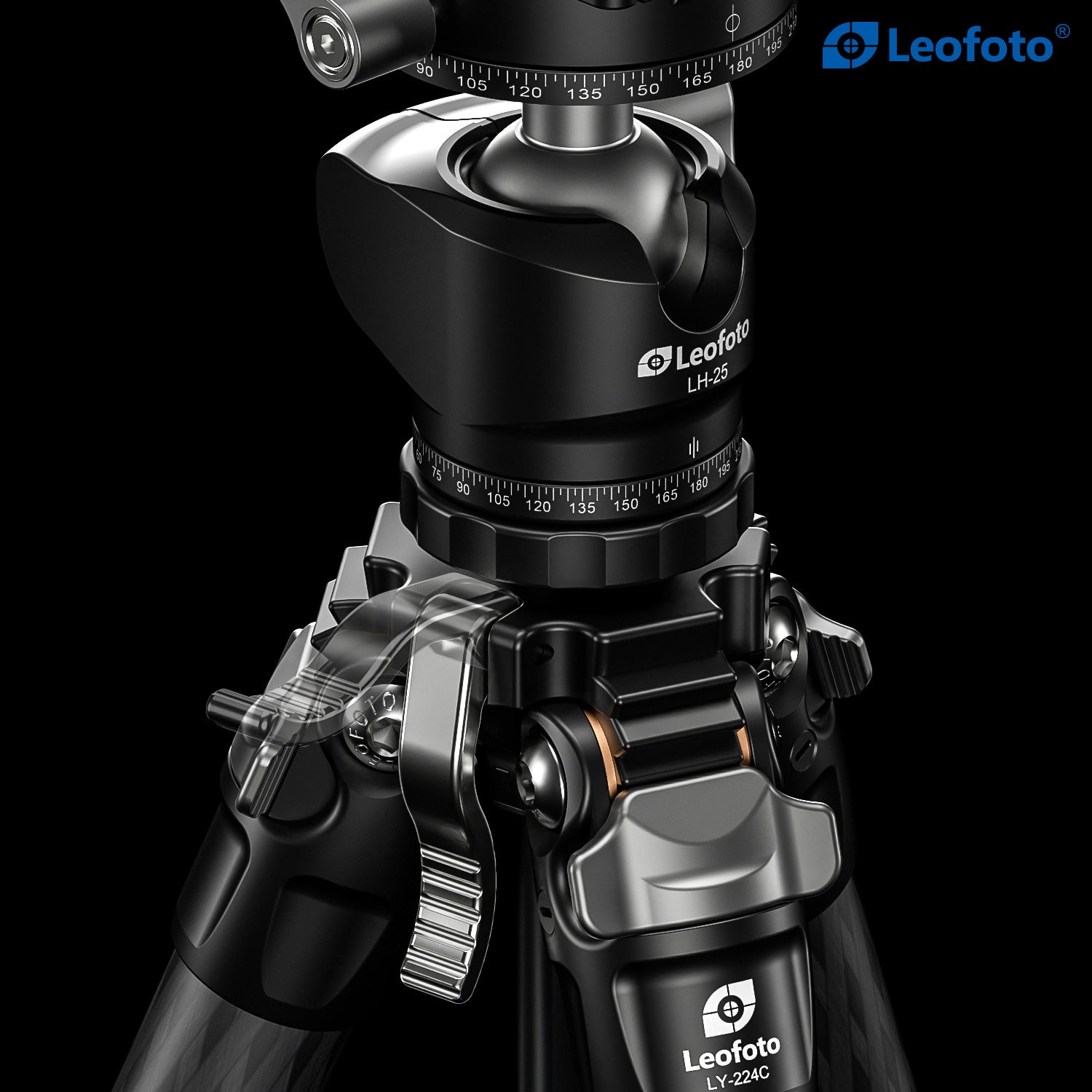 LY224CLH25R Leofoto LY-224C Tripod + LH-25R Head