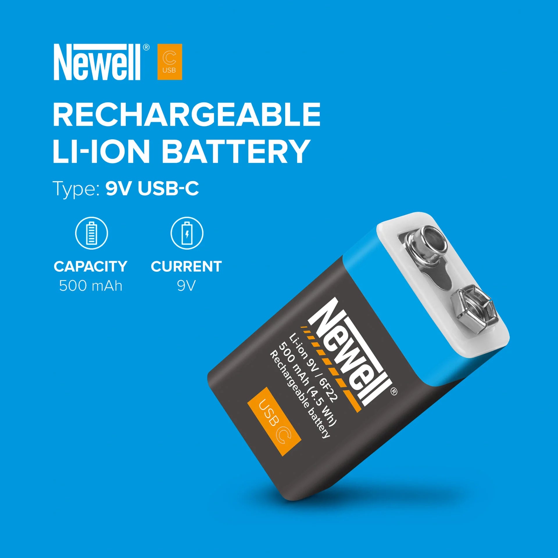 Newell 9 V USB-C 500 mAh Rechargeable Battery