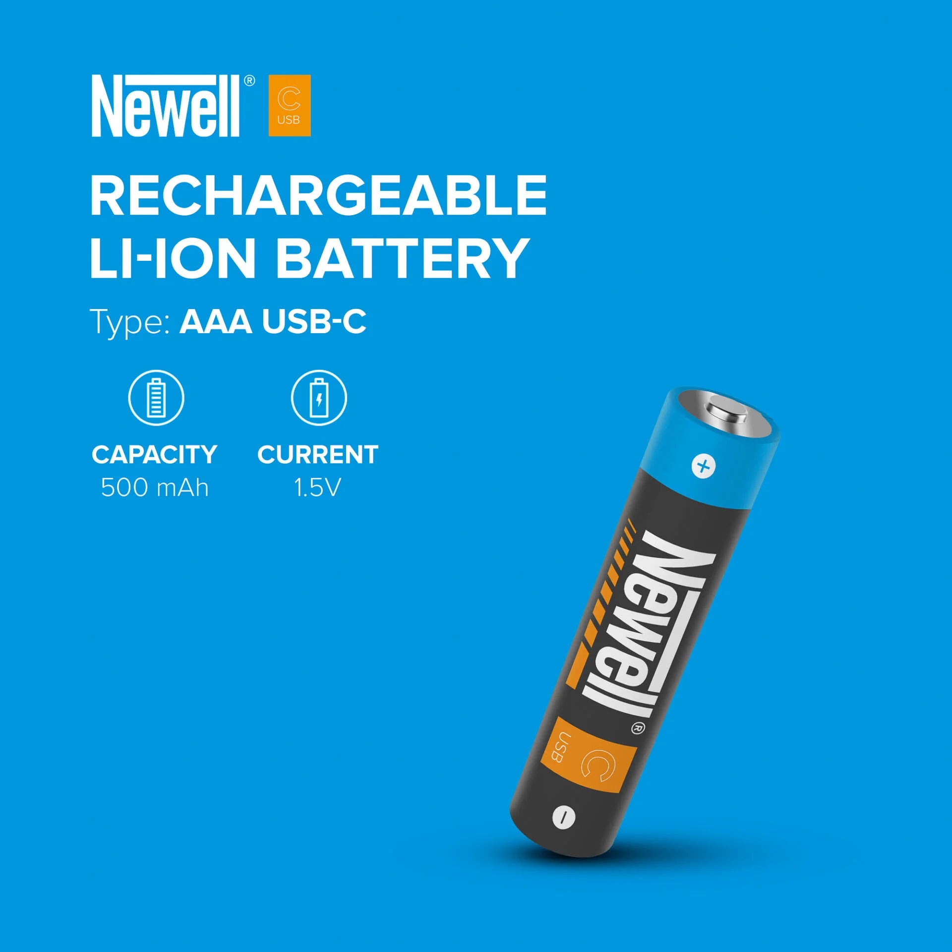 Newell AAA USB-C 500 mAh Rechargeable Battery 2 pcs. blister